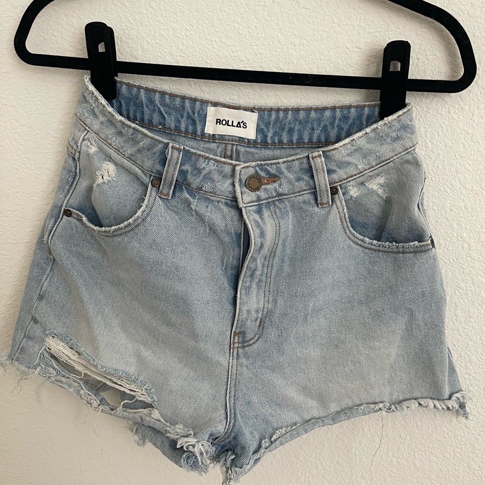 ROLLA'S Distressed Light Blue Jean Shorts